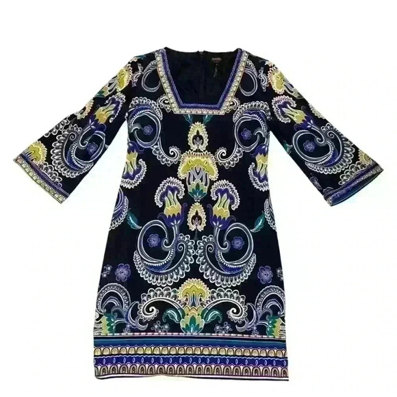 Laundry by Shelli Segal Shift Dress Size 6 Three Quarter Sleeve Square Neck - Picture 7 of 13